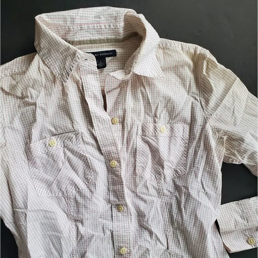 Banana Republic Square Print Button Down Shirt
